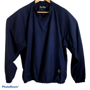 FootJoy Jacket FJ Mens Golf V-Neck Pullover Size Large Packable Blue Microfiber